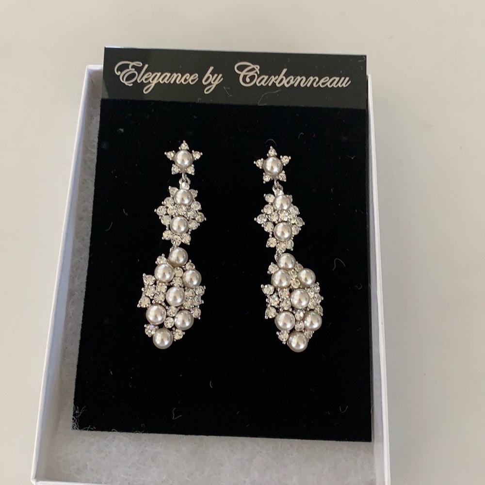 Pearl & Rhinestone Drop Earrings